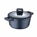 MasterPro Indigo | Cacerola de Cocina de 24 x 12 cm con Tapa | Cazuela Antiadherente de Aluminio Fundido | Revestimiento Antiadherente Xylan Plus | Asas Soft Touch | Todo Tipo de Cocinas