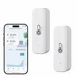 Termómetro e higrómetro smart, sensor de temperatura y humedad en interiores con modos duales de WiFi y Bluetooth, monitor de temperatura ambiente con app, almacenamiento de datos para el hogar. 2PCS