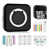 GuKKK Mini Impresora para Movil, Impresora Fotográfica, Portátil Mini Impresora Bluetooth Impresora Termica, Inalámbrico Impresora Térmica Con 13 Rolls of Paper, Movil Impresora Fotos, para Fotos Nota