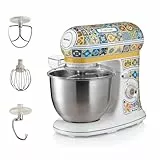 Ariete 1588 Amasadora Planetaria Positano - Pan, pizza y postres - 7 Velocidades - 3 Batidores - 5,5 Litros - Acero Inoxidable - 2400 Vatios