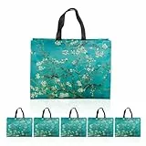 DHSBGWSX 6 bolsas de la compra de flores reutilizables, bolsas de regalo, bolsas de compras impermeables, bolsas de compras de alimentos, bolsas de flores, perfectas para salir al aire libre, verde,