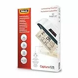 Fellowes Fundas de Plastificar A4, acabado brillo, 100 hojas, 125 micras, acabado de calidad, con indicadores direccionales Image Last, adecuadas para fotos, avisos y uso diario