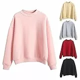 Sudaderas Mujer Manga Larga Cuello Redondo Sudadera sin Capucha Amplio Básico Chic Deportes Mujer Top Sudadera Informal de Manga Regular con Sweatshirt Color sólido Jersey Sudaderas Originales