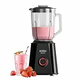 Solac - Batidora de vaso Solution BV6785 1500W, Jarra cristal graduada 1.5L, Cuchilla desmontable de inox con 4 filos, 2 velocidades + Pulse, Pica hielo, Vaso medidor 50ml, Apta lavavajillas