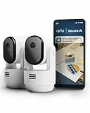 Arlo Essential 3 Indoor 360º PTZ HD con rotación Horizontal, Vertical y Zoom, Vigilancia Bebe/Mascotas, Sensor de Movimiento, Visión Nocturna, Prueba Secure Incluida, con Cubierta de Lente, 2 Cámaras