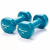 meteor Mancuernas de Vinilo Accesorio de Entrenamiento para Antebrazos Gimnasio en Casa Rehabilitación Ideal para Mujere y Hombre (2x3 kg, Blue)