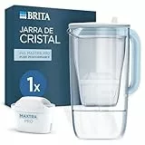 BRITA Jarra de cristal azul (2,5L) incl. 1x filtro MAXTRA PRO All-in-1 Jarra de cristal de diseño premium con tapa abatible de fácil llenado e indicador, que reduce la cal, el cloro y las impurezas