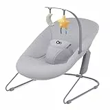 kk KinderKraft Hamaca bebé CALMEE, Balanceo natural, Asiento ajustable, Juguetes, Gris