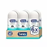 Sanex Natur Protect Desodorante Roll-On, Pack 6 Uds x 50ml, Protección 24H Contra el Mal Olor, con Piedra de Alumbre, 0% Alcohol, Sin Alérgenos ni Colorantes, Antitranspirante, Anti Manchas Blancas