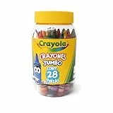 CRAYOLA - 28 Ceras Jumbo en Bote Reutilizable, Colores Surtidos, para la Escuela y el Ocio, 52-3037