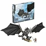 MEGA Skyrim, Figuras de acción y juguetes de construcción, Alduin el Devorador de Mundos con 619 piezas, con 1 figura de Sangre de Dragón, para coleccionistas, HXR98