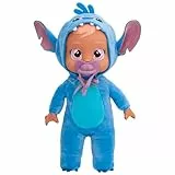 Bebés Llorones Tiny Cuddles Disney Stitch, Muñeca Suave y Blanda 25 cm, Llora Lagrimas de Verdad Incluye Pijama Disney, Juguete para niños y niñas +18 Meses
