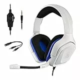 The G-Lab Korp Cobalt Auriculares Gaming - Auriculares estéreo, Ultra Ligero, Auriculares con Micrófono, Jack de 3.5 mm para PC, PS4, PS5, Xbox One, Mac, Tablet PC, Switch, Smartphone (Blanco)