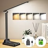 Lámpara Escritorio, Flexo Led Escritorio con 2500mAh Batería, 5 Modos,10 Niveles de Brillo Lámpara Escritorio LED, Temporizador de 30/60min Lampara Escritorio Led, Función de Memoria Flexo Escritorio