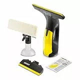 Kärcher Limpiadora de Cristales WV 2 Black Edition, Autonomía de Batería: 35 min, Indicador LED Estado Batería, 2 Boquillas de Aspiración, Pulverizador y Paño Microfibra, 20 ml Detergente