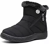 Gaatpot Botas para Mujer Botines de Invierno Forradas con Pelo Botas de Nieve Antideslizante Zapatos Outdoor Ligero Negro 41 EU