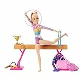 Barbie Tú Puedes ser Muñeca Gimnasta Rubia con Set de Juego, Barra de Equilibrio y Accesorios de Gimnasia, Juguete +3 años (Mattel HRG52)