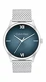 Calvin Klein Reloj con Movimiento de Cuarzo de Tres Manecillas para Hombre Colección Ascend con Correa de Malla de Acero Inoxidable Plateada - 25200450