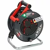 Brennenstuhl Enrollacables Garant V2 IP44 25m exterior (Made in Germany, 3 tomas de corriente con contacto de puesta a tierra, plástico especial)