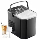 Máquinas para Hacer Hielo, Maquina de Hielo para Encimera, Equipado con Hielo Pala de Puede Colocar Boca Abajo, 9 Cubitos Hielo Tipo Balas/6-10 Minutos, 12Kg/24h, Tamaño S/L