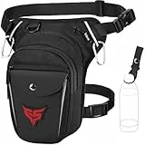 Eshow Pernera Moto Ampliable, Riñoneras con Portabotella y Tira Reflectante para Hombre y Mujer, Bolsa Pierna para Ciclismo Montañismo Viajes Senderismo Trabajo Camping Escalada Negro