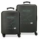 Pepe Jeans Davis Juego de maletas Negro 55/65 cms Rígida ABS Cierre de combinación lateral 91 6 kgs 4 Ruedas dobles Equipaje de Mano