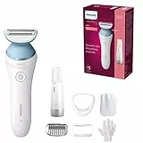 Philips Afeitadora de Mujer Serie 8000, 5 accesorios, Incluye Depiladora Facial, Guante Exfoliante, Peine Guia y Cepillo de Limpieza, BRP166/91, Blanco