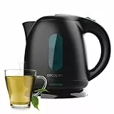 Cecotec Hervidor Eléctrico de Agua 1L Capacidad Thermosense 140 Black. 2200W, Calentamiento Rápido, Filtro Antical, Libre de BPA y Otros Tóxicos, Base con Giro de 360º, Recipiente sin Cables