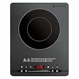AMZCHEF 2000W Placa Inducción Portatil, 4 cm Diseño Delgado, Funcionamiento Silencioso (≤42dB), 9 Niveles de Potencia y Temperatura, 4 Menús Automáticos, Bloqueo Infantil, Temporizador, Gris
