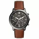 Fossil Reloj Neutra para hombre, movimiento cronógrafo de cuarzo con correa de piel, Marrón y gris oscuro