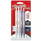 Sharpie S-Gel | Bolígrafos de gel | Punta mediana (0,7 mm) | Cuerpos azul hielo y blanco perla | Tinta negra y azul | 4 unidades