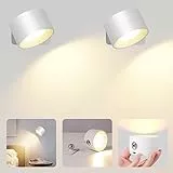 GuKKK Luz de Pared de Interior, Lámpara de pared LED, Apliques Interior 2 Pcs Giratoria de 360° con Carga USB, 3 Niveles de Brillo Pared de Interior, Control Táctil Lámparas de Pared Inalámbricas