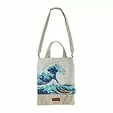 Grupo Erik Bolso Hokusai - Tote Bag Ola Kanagawa con Asas Cómodas - Shopper 42x34cm / Bolsa de Tela - Reutilizable - Plegable - Accesorios