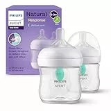 Philips Avent Biberón Natural Response: 2 biberones de 125 ml con sistema AirFree, sin BPA, para recién nacidos a partir de 0 meses (modelo SCY670/02)