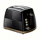 Russell Hobbs 26390 - tostador de 2 rebanadas, tostador de pan táctil con diseño 3D con ajustes congelados, cancelación y recalentamiento, 850 vatios, color negro