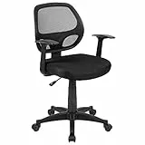 Flash Furniture Silla de oficina de respaldo medio, negra, tejida, 61 x 53 x 99 cm (ancho x profundo x alto)