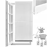 tectake® mosquiteras para puertas, malla mosquitera metalica, con tela mosquiteras, red mosquitera puerta, resistente a la intemperie, marco aluminio - 95 x 210 cm Blanco