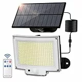 SIGRILL 318 LED Focos Solares Exterior con Sensor de Movimiento, 2200mAh Luz Solar Exterior con 3 Modes, IP65 Luz Solar Exterior Jardin Lampara Solar (1 Paquete - 318LED Blanco Frío)