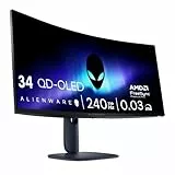 Alienware 34 Monitor Gaming - AW3425DW, WQHD (3440x1440), 21:9 1800R Curvo, 240Hz, QD OLED, 0.03ms, NVIDIA G-Sync Compatible, AMD FreeSync Premium Pro, HDR True Black 400, USB-C,