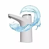 NK Dispensador de Agua - Indicador LED, Batería 1200 mAh Recargable por USB, Material de Silicona, Compatible con Garrafas y Botellas 4,5L 5L 7,5L 10L 11,3L 15L 18,9L Adaptador de 3,8-4,8cm (Blanco)
