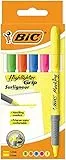 BIC Highlighter Grip Marcadores Punta Ajustable - colores Surtidos, Blíster de 5 unidades