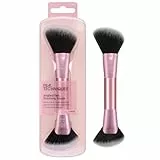 Real Techniques Brocha en abanico angular – Herramienta facial 2 en 1 para rubor, contorno y bronceador, doble cara, ideal para crema, líquido o polvo, vegana, sin crueldad, 1 unidad, viaje