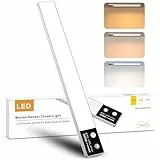 BOOTEEK Luz Armario Sensor Movimiento, 40CM 3000K-6500K Regulable Luz LED Cocina Bajo Mueble, Recargable Lampara LED Adhesiva para Gabinete, Cocina, Pasillo, Escalera, Sótano, Garaje