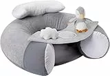 Nuby Penguin Sit-Me-Up - Asiento inflable para bebé para sentarse y jugar, bandeja desmontable, lavable a máquina, a partir de 6 meses (gris)
