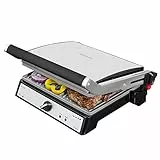 Cecotec Parrilla Eléctrica Rock?nGrill 2400 UltraRapid de 2400W de Potencia, Revestimiento de Piedra RockStone, Apertura de 180º y Placa Superior Flotante.