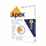 Fellowes Apex A4 Fundas de plastificar, acabado brillante, 100 Hojas - Super-Flex - Adecuadas para avisos y fotos