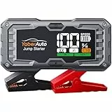 Arrancador de Baterias de Coche 5000A 21800mAh, YaberAuto Arrancador de Coche Portátil (para 10,0L Gas/9,0L Diesel) con Cable Puente Extendido, Pantalla Grande y Linterna LED