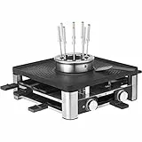 WMF Lumero - Grill Gourmet 3 en 1, 3 funciones Raclette, Fondue, Grill iluminación LED, Gourmet, hasta 8 personas, hasta 1 L, acero inoxidable, antiadherente