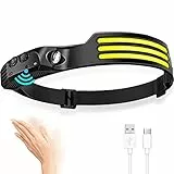 DAWINSIE Linterna Frontal Led Recargable, Sensor de Movimiento Linterna Cabeza con 5 Modos, IPX4 Impermeable para Ciclismo, Camping, Pesca, Bricolaje, Correr