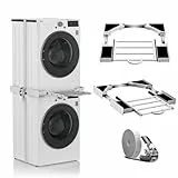 Kit Union Lavadora Secadora,Soporte Lavadora Secadora Ajustable con Tendedero de Ropa Retráctil,Kit Apilado Universal con Cuerda de Trinquete,Tamaño Ajustable 54-73cm